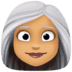 👩🏽‍🦳 woman: medium skin tone, white hair display on Facebook